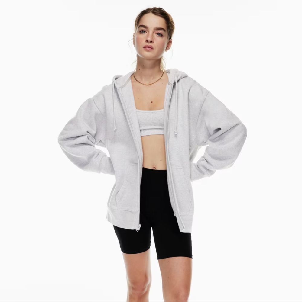 Aritzia TNA extra fleece boyfriend zip hoodie